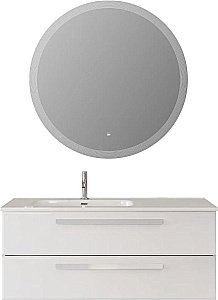 Тумба с раковиной Cezares ECO-CER-N 120 ECO-CER-N-1200-2C-SO-BL белая глянцевая левая/правая для ванной в интернет-магазине Sanbest