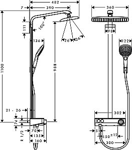 Душевая система Hansgrohe Raindance E Showerpipe 360 1jet 27288400 купить в интернет-магазине сантехники Sanbest
