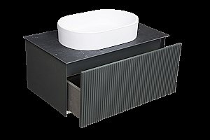 Тумба с раковиной LA FENICE TERRA Grigio 80 серая/столешница черная для ванной в интернет-магазине Sanbest