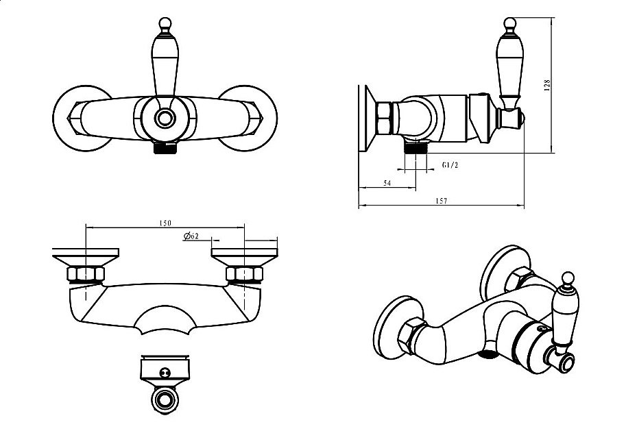 Смеситель для душа Boheme Vogue 204 купить в интернет-магазине сантехники Sanbest