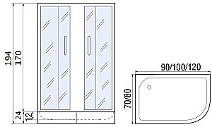 Душевой уголок с поддоном River DON 100/80/24 MT L/R купить в интернет-магазине Sanbest