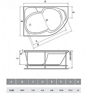 Ванна акриловая Relisan Sofi Гл000024565 160x100 белая купить в интернет-магазине Sanbest