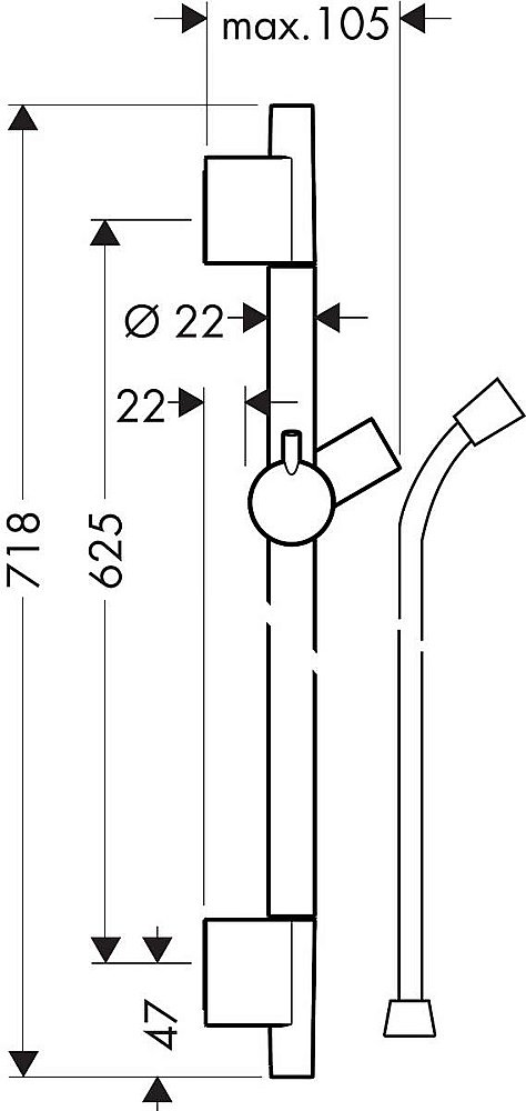 Душевая штанга Hansgrohe Unica S Puro 28632140 шлифованная бронза купить в интернет-магазине сантехники Sanbest
