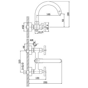 Смеситель для ванны Rossinka RS39-83 купить в интернет-магазине сантехники Sanbest
