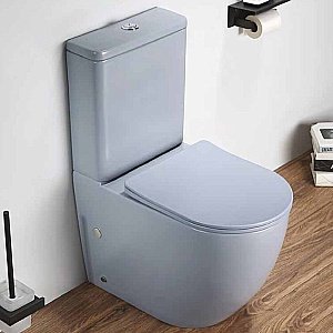 Унитаз напольный CeramaLux 2166XMH светло-серый матовый безободковый, с бачком, с крышкой микролифт купить в интернет-магазине Sanbest