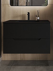 Тумба с раковиной Orange Line 80 Li-80Tub+BLRA черный для ванной в интернет-магазине Sanbest