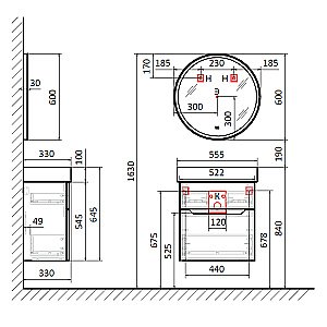 Тумба с раковиной Jorno Folk 55 белая для ванной в интернет-магазине Sanbest