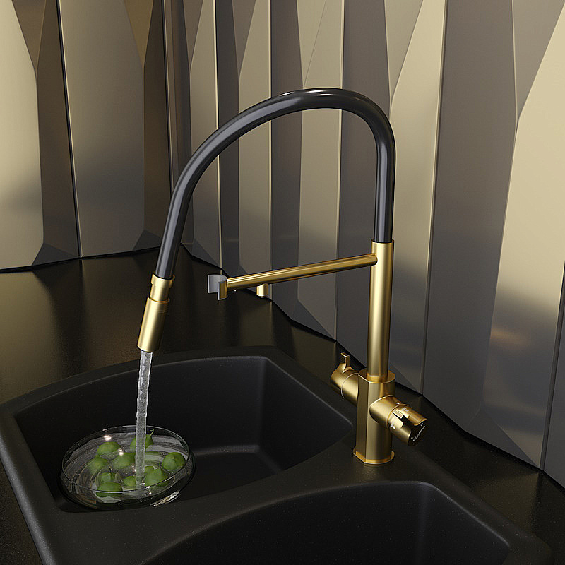 Смеситель для кухни Elghansa 56F5511-MattGold золото матовое купить в интернет-магазине сантехники Sanbest