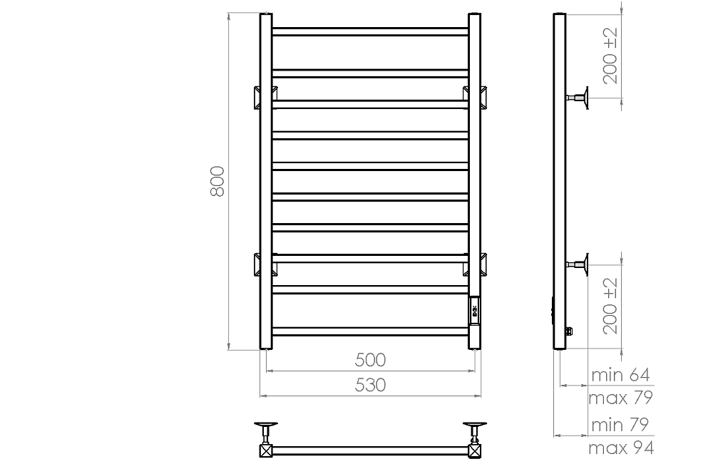 Полотенцесушитель электрический Vincea VTD-1LWE 50x80 купить в интернет-магазине сантехники Sanbest