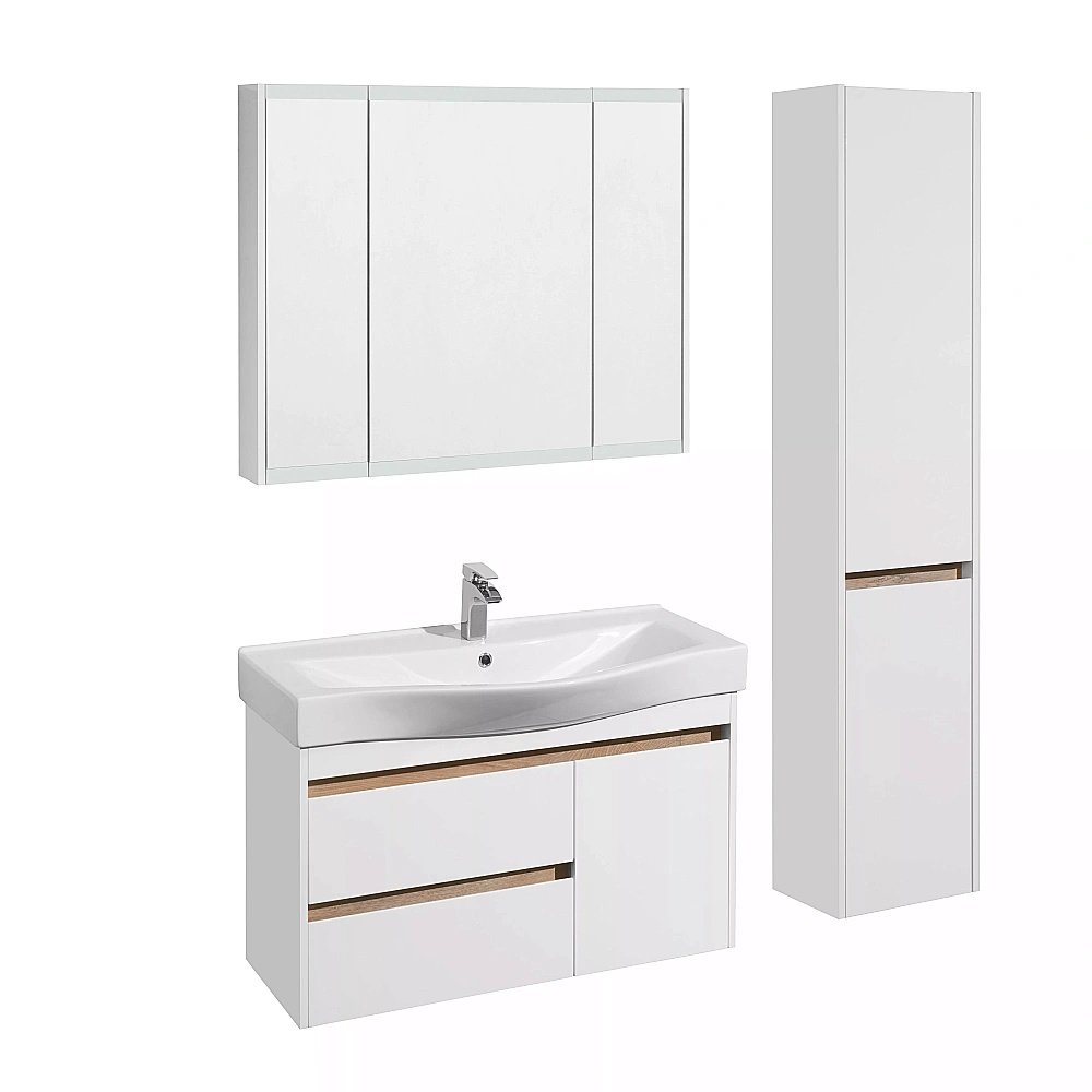 Зеркальный шкаф Акватон Нортон 100 белый купить в интернет-магазине сантехники Sanbest