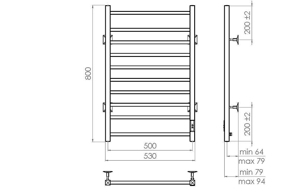 Полотенцесушитель электрический Vincea VTD-1LWE 50x80 купить в интернет-магазине сантехники Sanbest