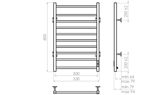 Полотенцесушитель электрический Vincea VTD-1LWE 50x80 купить в интернет-магазине сантехники Sanbest