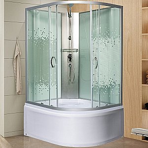 Душевая кабина Мономах XL Б/К 110x80x44 МЗ стекло прозрачное с рисунком мозаика/профиль хром купить в интернет-магазине Sanbest