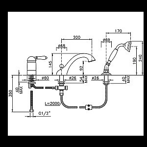 Смеситель для ванны Nicolazzi El Capitan 3414CR75 хром купить в интернет-магазине сантехники Sanbest