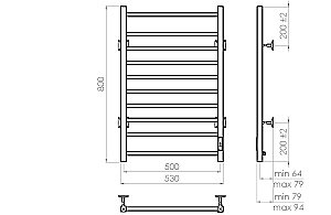 Полотенцесушитель электрический Vincea VTD-1LWE 50x80 купить в интернет-магазине сантехники Sanbest