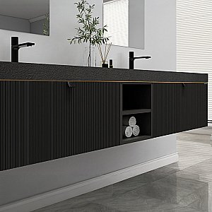 Тумба с раковиной Black & White Gravity AV706.1800 черный матовый для ванной в интернет-магазине Sanbest