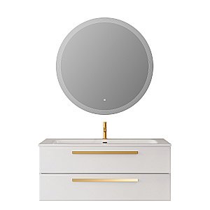 Тумба с раковиной Cezares ECO-CER-N 120 ECO-CER-N-1200-2C-SO-BL белая глянцевая для ванной в интернет-магазине Sanbest