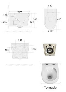 Унитаз Boheme Avva 973-SET-MW белый матовый, безободковый, смыв торнадо, с крышкой-микролифт купить в интернет-магазине Sanbest
