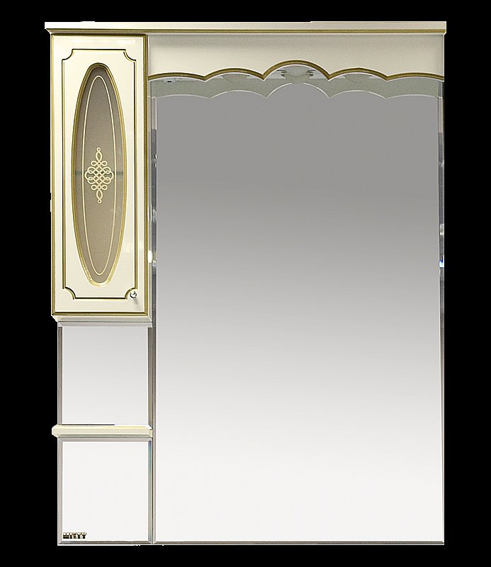 Зеркало со шкафом Misty Монако 93 бежевая патина/стекло в ванную от интернет-магазине сантехники Sanbest