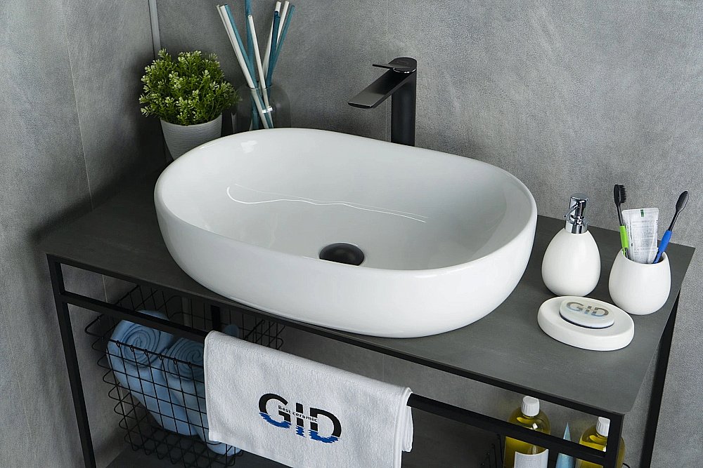 Раковина накладная Gid Lago 60 N9026a 51112 белая купить в интернет-магазине Sanbest