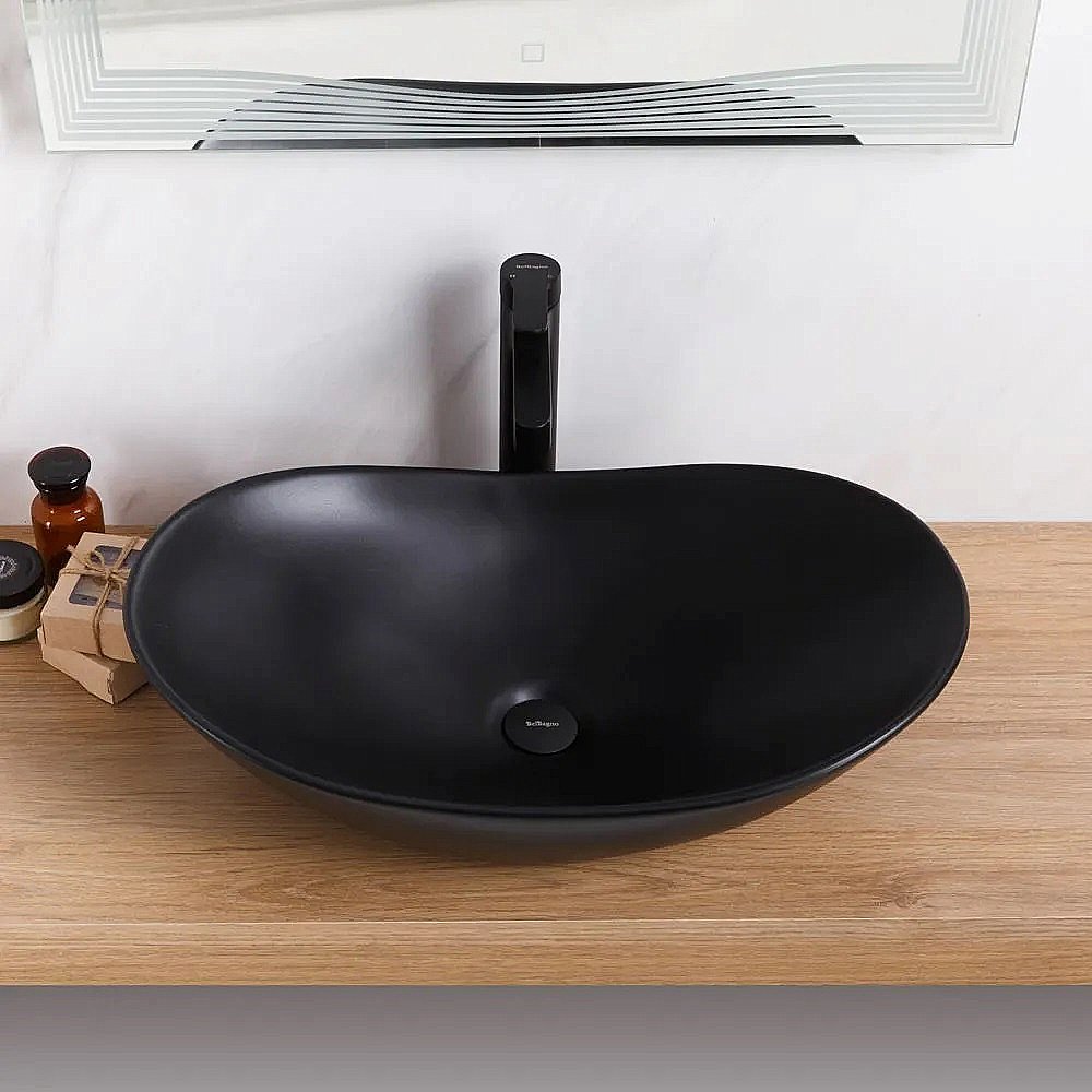 Раковина накладная BelBagno 60,5 BB1404-H301 черная матовая купить в интернет-магазине Sanbest