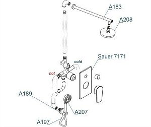 Душевая система WasserKRAFT Sauer A71207 купить в интернет-магазине сантехники Sanbest