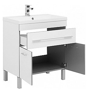 Тумба с раковиной Aquanet Верона 75/Aquanet Нота-75 напольная с ящиком и 2 дверками белая глянцевая для ванной в интернет-магазине Sanbest