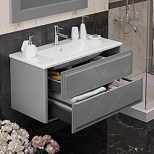 Тумба с раковиной Опадирис ЛУИДЖИ 00-00006178 100 серая матовая для ванной в интернет-магазине Sanbest