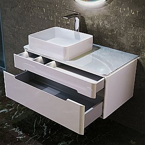 Тумба с раковиной Jorno Shine 90 белая для ванной в интернет-магазине Sanbest