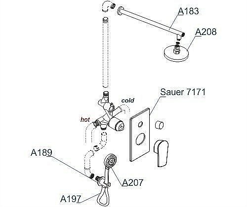 Душевая система WasserKRAFT Sauer 7100 A71207 купить в интернет-магазине сантехники Sanbest