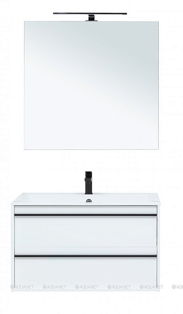 Тумба с раковиной Aquanet Lino 90 белая матовая для ванной в интернет-магазине Sanbest
