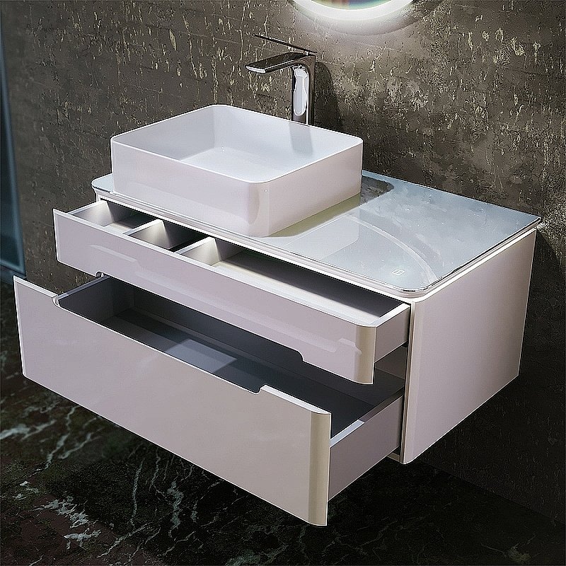 Тумба с раковиной Jorno Shine 90 белая для ванной в интернет-магазине Sanbest