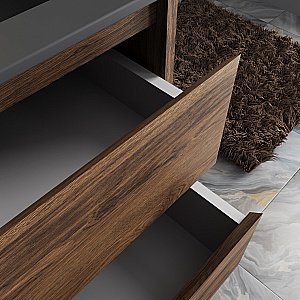 Тумба с раковиной Vincea Gio 80 VMC-2G800CO/VBS-13980MA тёмный дуб/раковина антрацит матовый для ванной в интернет-магазине Sanbest