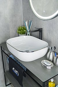 Раковина накладная Gid 50 D1302H011 53305 белая, хром купить в интернет-магазине Sanbest