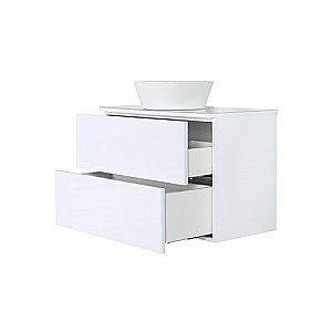 Тумба с раковиной Orange Otto Ot-75TuGLASS+B08-360W 75 белая для ванной в интернет-магазине Sanbest