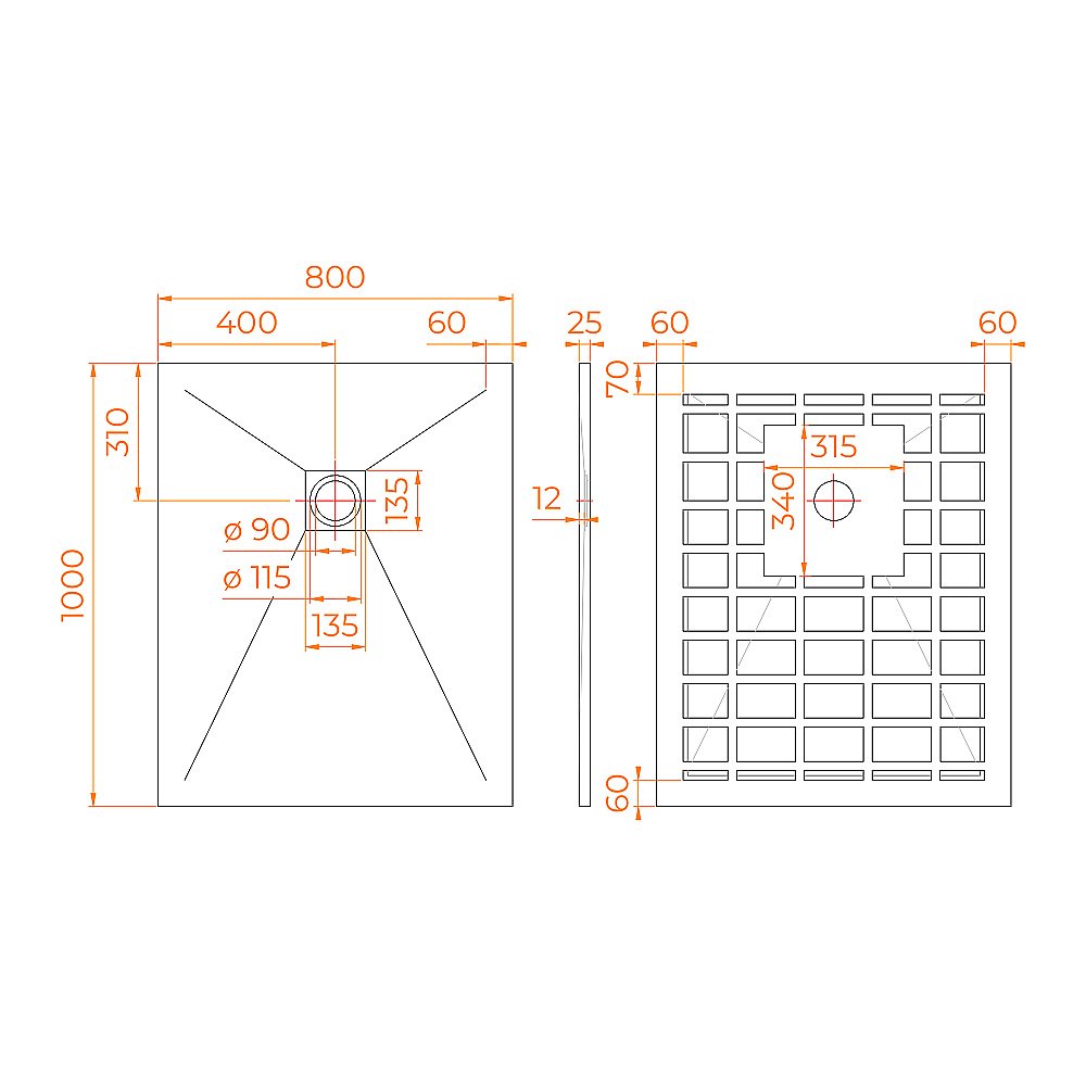 Душевой поддон RGW Stone Tray 80х100 14152810-02-11 графит купить в интернет-магазине Sanbest