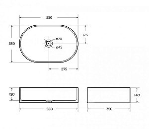 Раковина накладная BelBagno 55 BB1048 белая купить в интернет-магазине Sanbest