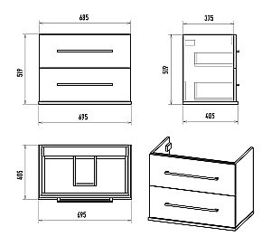 Тумба с раковиной Misty Модерн - 70 П-Мод09070-011Пр белая для ванной в интернет-магазине Sanbest