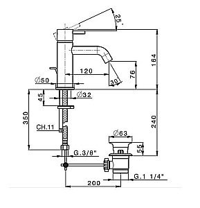 Смеситель для раковины Cisal LESS NEW LN00051040 купить в интернет-магазине сантехники Sanbest