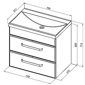 Тумба с раковиной Aquanet Лукка 302397 75 белый для ванной в интернет-магазине Sanbest