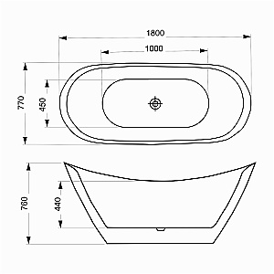 Ванна Azario MELADO 180х77 AZ-6107-18W белая купить в интернет-магазине Sanbest