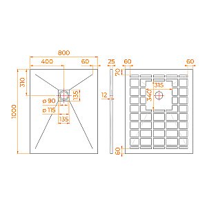 Душевой поддон RGW Stone Tray 80х100 14152810-02-11 графит купить в интернет-магазине Sanbest