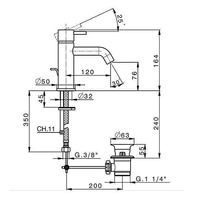 Смеситель для раковины Cisal LESS NEW LN00051040 купить в интернет-магазине сантехники Sanbest