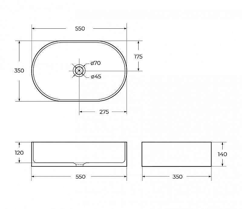 Раковина накладная BelBagno 55 BB1048 белая купить в интернет-магазине Sanbest