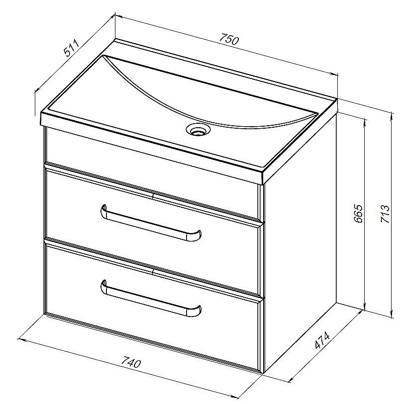 Тумба с раковиной Aquanet Лукка 302397 75 белый для ванной в интернет-магазине Sanbest