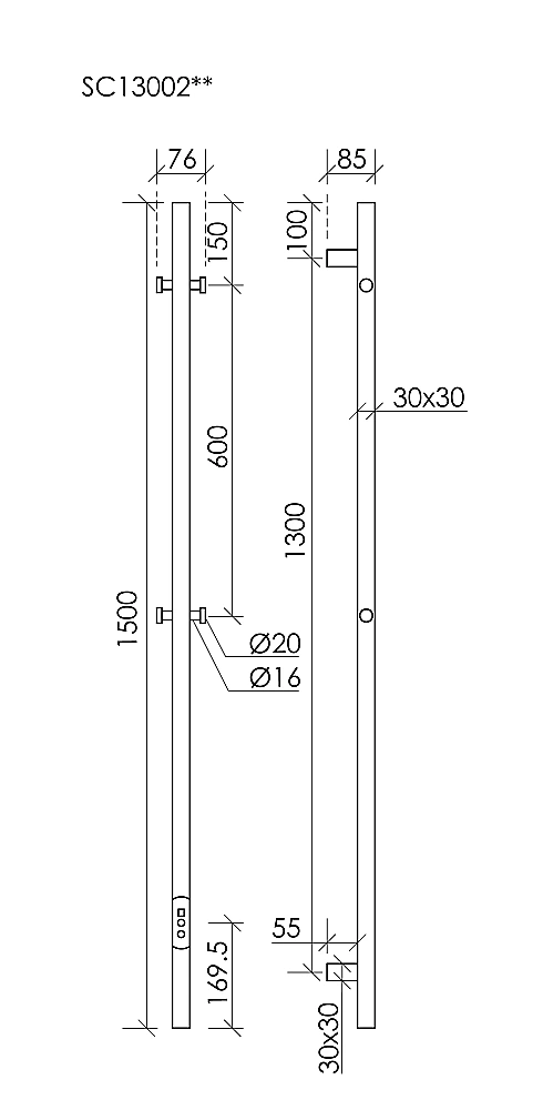 Полотенцесушитель Sancos Linn SC13002BB брашированная бронза купить в интернет-магазине сантехники Sanbest