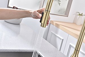 Смеситель для кухни Paulmark Universal Un213880-LG светлое золото купить в интернет-магазине сантехники Sanbest