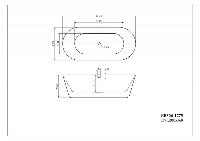 Акриловая ванна BelBagno BB306 177х80 купить в интернет-магазине Sanbest