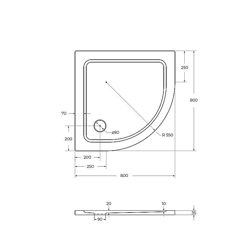 Душевой поддон Cezares TRAY-M-R-35-W 80х80 купить в интернет-магазине Sanbest