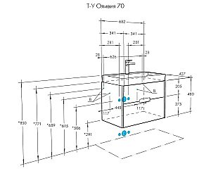 Тумба с раковиной Акватон Оливия 70 грей/дуб ойстер для ванной в интернет-магазине Sanbest